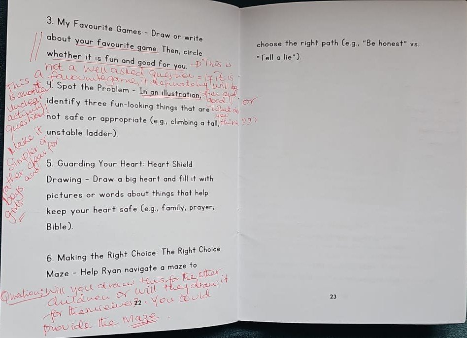 Judges’ handwritten comments page 11 for Too Close for Comfort