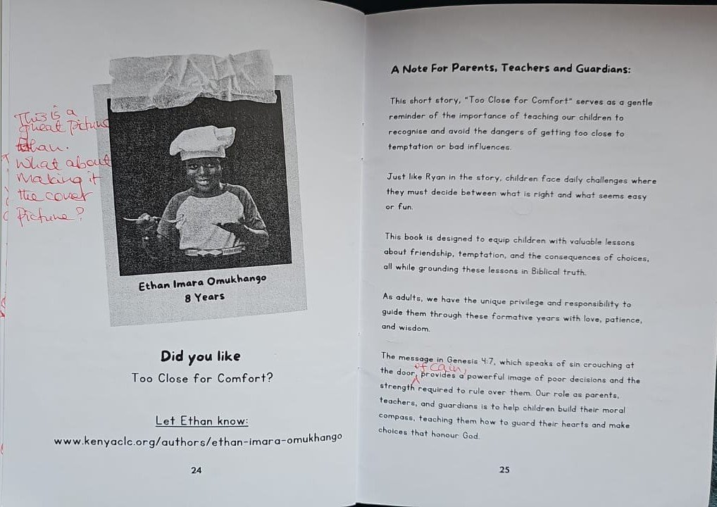 Judges’ handwritten comments page 12 for Too Close for Comfort
