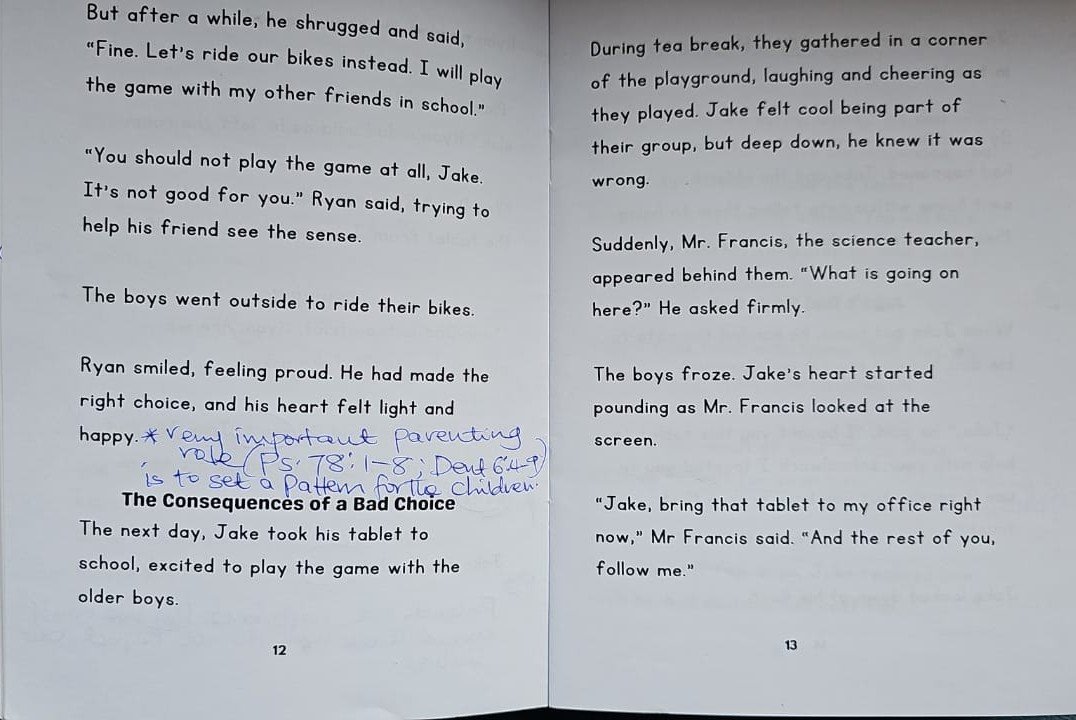 Judges’ handwritten comments page 6 for Too Close for Comfort