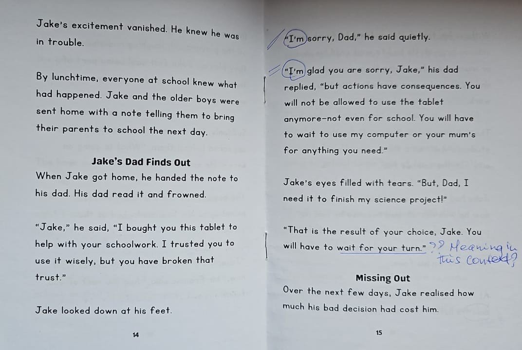 Judges’ handwritten comments page 7 for Too Close for Comfort
