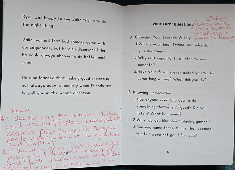 Judges’ handwritten comments page 9 for Too Close for Comfort